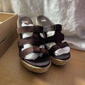 Brown wedge sandals